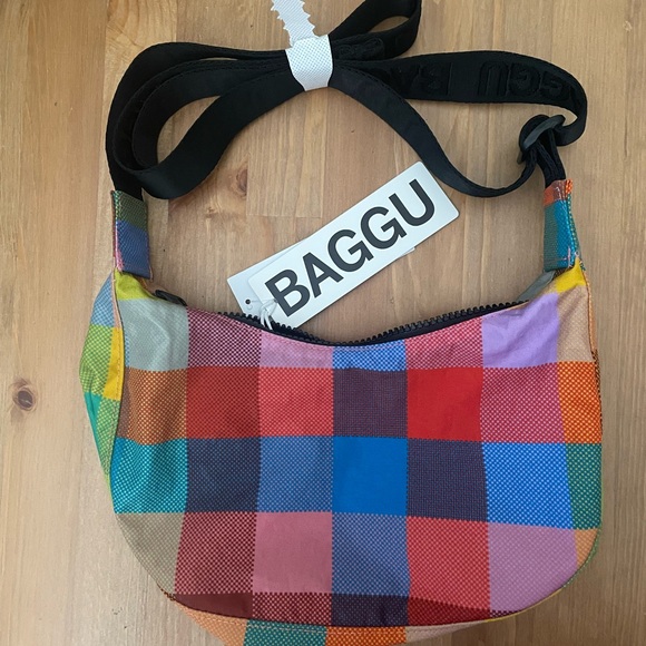 Small Baggu Crescent Bag Madras - Picture 1 of 4